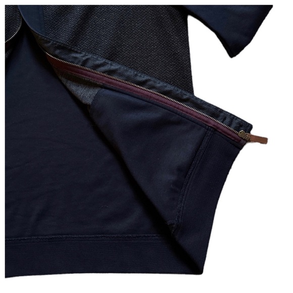 TED BAKER LONDON FULL ZIP MEN’S COTTON BOMBER STYLE KNITWEAR JACKET NAVY GRAY - Picture 11 of 12